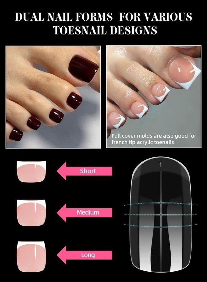 TOROKOM Toe Nail Forms for Poly Extension Gel, 300 Pcs Toenail Dual Forms Reusable Full Cover Molds for Poly Gel French Tip Acrylic Toenails Pedicure for Salon & DIY at Home 15 Sizes - Image 2